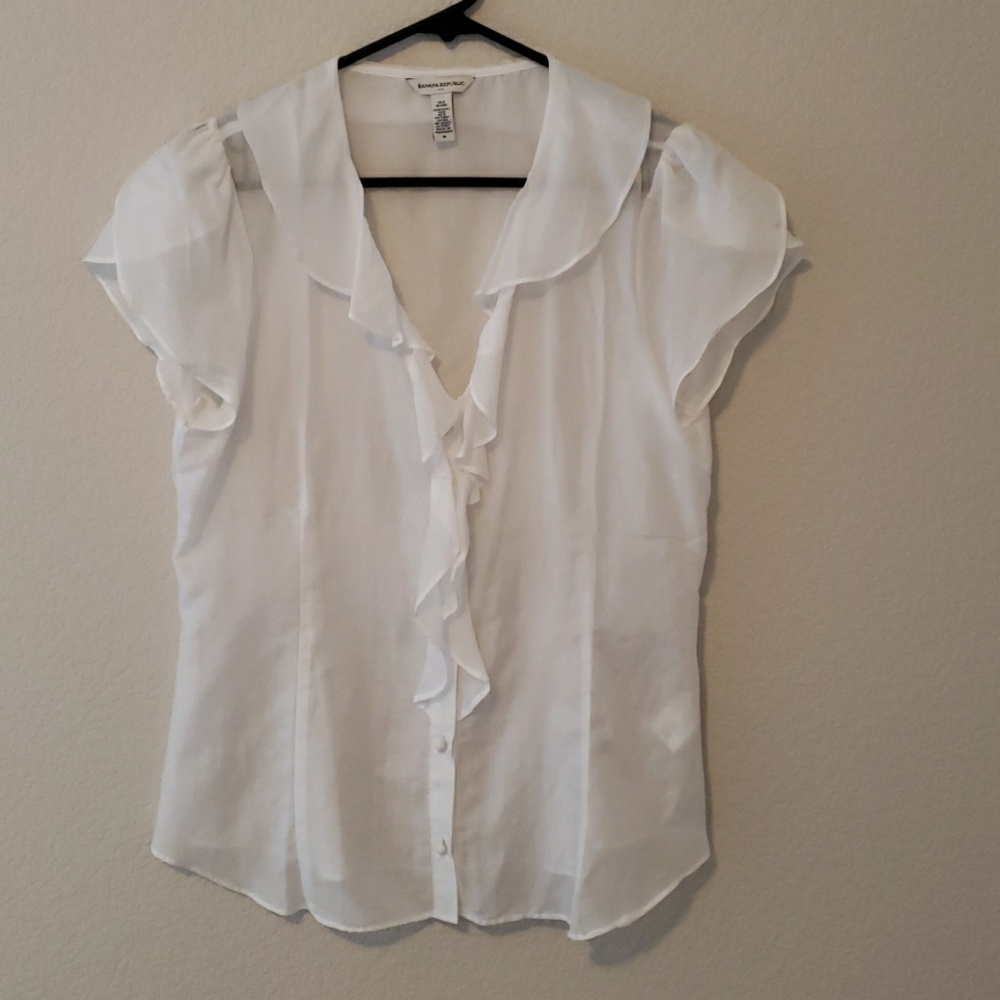 White sheer  banana republic blouse